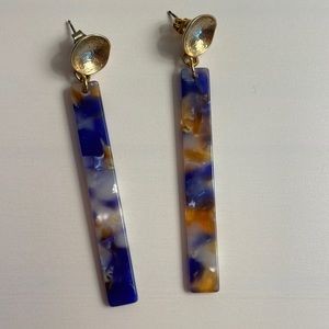 Blue and orange acrylic earrings